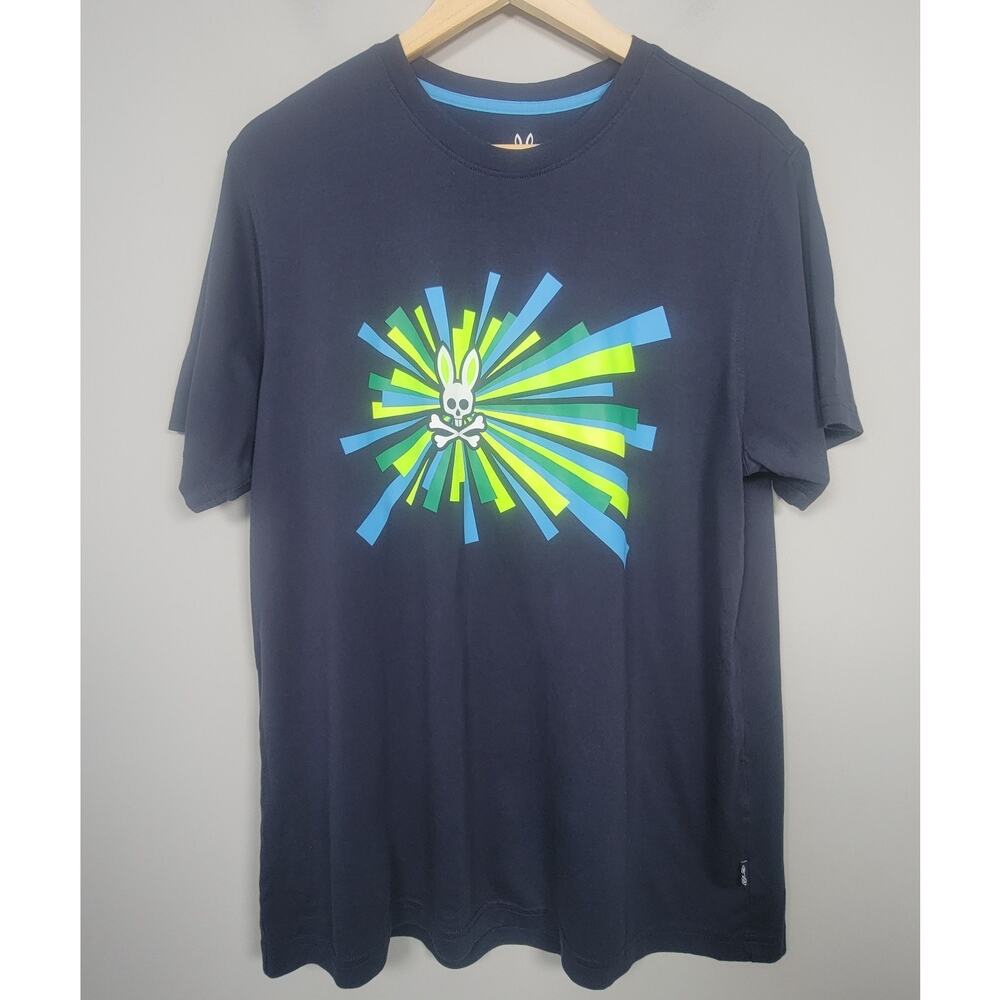 Psycho Bunny Mens 6 Navy Graphic Pima Cotton T-Shirt